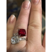 Sterling Silver Garnet & Clear Zircon Ring