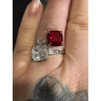 Sterling Silver Garnet & Clear Zircon Ring