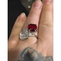 Sterling Silver Garnet & Clear Zircon Ring