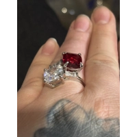 Sterling Silver Garnet & Clear Zircon Ring