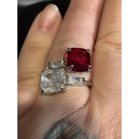 Sterling Silver Garnet & Clear Zircon Ring