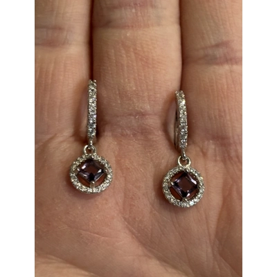 Sterling Silver Purple Zircon Dangle Earrings
