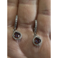 Sterling Silver Purple Zircon Dangle Earrings