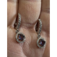 Sterling Silver Purple Zircon Dangle Earrings
