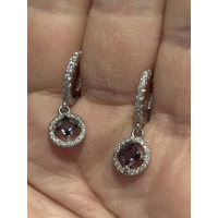 Sterling Silver Purple Zircon Dangle Earrings