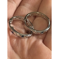 Sterling Silver Hypoallergenic Moon & Stars Zircon Hoop Earrings