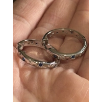 Sterling Silver Hypoallergenic Moon & Stars Zircon Hoop Earrings