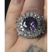 Sterling Silver Purple & Clear Zircon Statement Ring