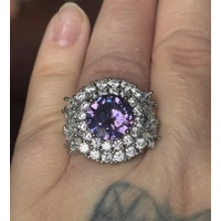 Sterling Silver Purple & Clear Zircon Statement Ring