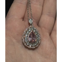 Sterling Silver Pink & Clear Teardrop Zircon Necklace