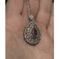 Sterling Silver Pink & Clear Teardrop Zircon Necklace