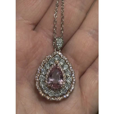 Sterling Silver Pink & Clear Teardrop Zircon Necklace