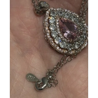 Sterling Silver Pink & Clear Teardrop Zircon Necklace