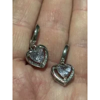 Sterling Silver CZ Heart Earrings