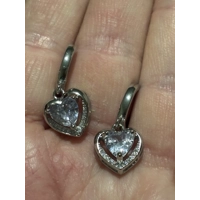 Sterling Silver Zircon Heart Earrings