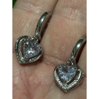 Sterling Silver Zircon Heart Earrings