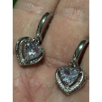 Sterling Silver CZ Heart Earrings