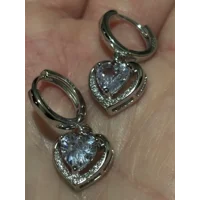Sterling Silver CZ Heart Earrings