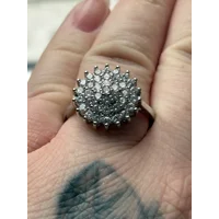 Sterling Silver Pave Flower Ring Size S