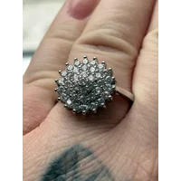 Sterling Silver Pave Flower Ring Size S