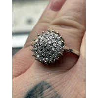 Sterling Silver Pave Flower Ring Size S