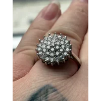 Sterling Silver Pave Flower Ring Size S