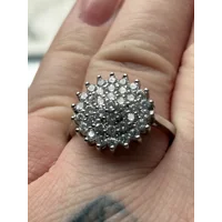 Sterling Silver Pave Flower Ring Size S
