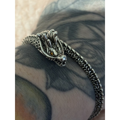 Sterling Silver Unisex Dragon Bangle Bracelet