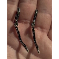 Sterling Silver Black Zircon Snake Dangle Earrings