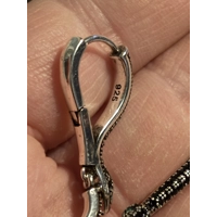 Sterling Silver Black Zircon Snake Dangle Earrings