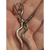 Sterling Silver Black Zircon Snake Dangle Earrings