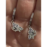 Sterling Silver Purple Zircon & Black Enamel Butterfly Earrings