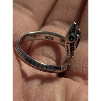 Sterling Silver Red & Black Zircon Snake Adjustable Ring