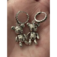 Sterling Silver Love & Peace Dangle Teddy Earrings