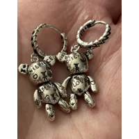 Sterling Silver Love & Peace Dangle Teddy Earrings