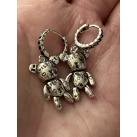 Sterling Silver Love & Peace Dangle Teddy Earrings