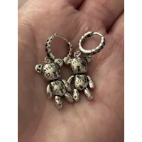 Sterling Silver Love & Peace Dangle Teddy Earrings