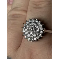 Sterling Silver Pave Flower Ring Size S