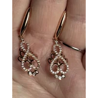 14CT 585 Rolled Gold Zircon Dangle Earrings