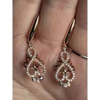 14CT 585 Rolled Gold Zircon Dangle Earrings