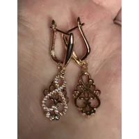 14CT 585 Rolled Gold Zircon Dangle Earrings