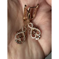 14CT 585 Rolled Gold Zircon Dangle Earrings