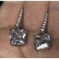Sterling Silver Zircon Hook Earrings