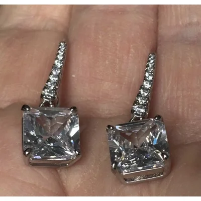 Sterling Silver Zircon Hook Earrings