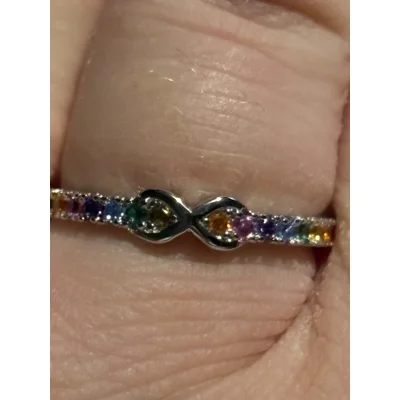 Sterling Silver Infinity Multicoloured Zircon Autism Aware..