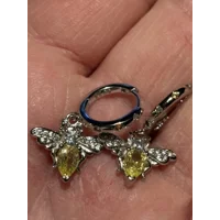 Sterling Silver Bee Zircon Earrings