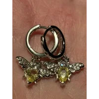 Sterling Silver Bee Zircon Earrings