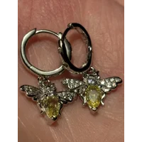 Sterling Silver Bee Zircon Earrings
