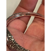 Sterling Silver Blue Eyed Zircon Owl Bangle Bracelet