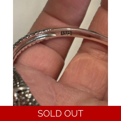 Sterling Silver Green Eyed Zircon Owl Bangle Bracelet